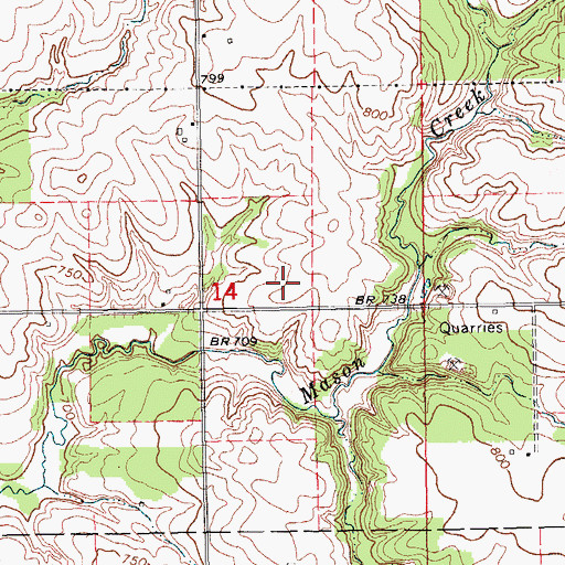 Topographic Map of Masons Grove, IA