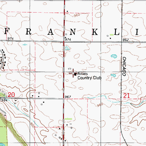 Topographic Map of Ames Country Club, IA
