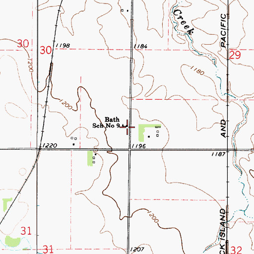 Topographic Map of Bath School Number 9, IA