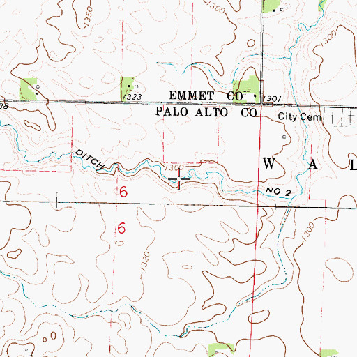 Topographic Map of Ditch Number 2, IA