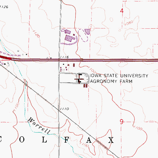 Topographic Map of Iowa State University Agronomy Farm, IA