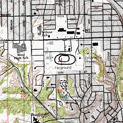 Topographic Map of Mississippi Valley Fair Grounds, IA