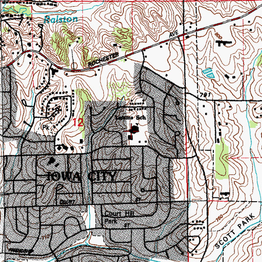 Topographic Map of Helen Lemme Elementary School, IA