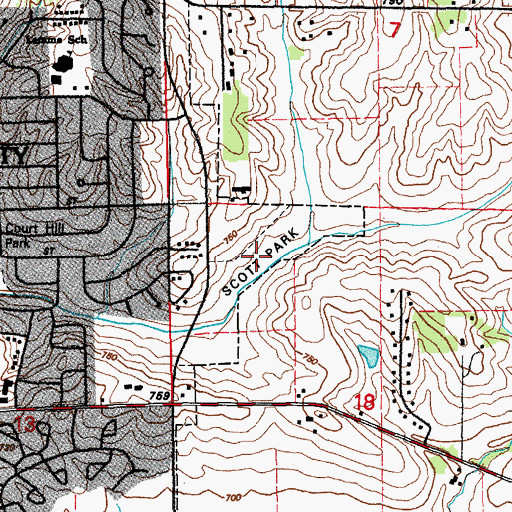 Topographic Map of Scott Park, IA