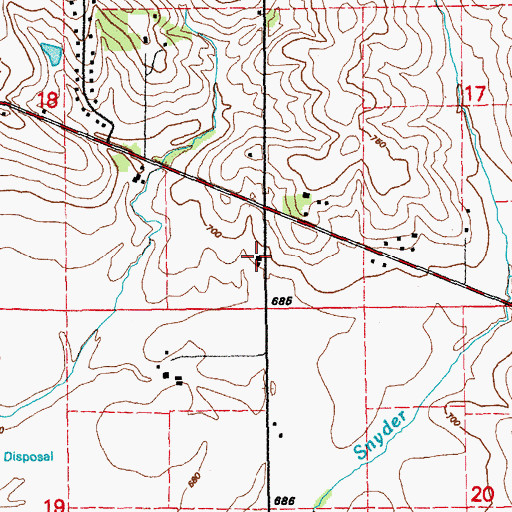 Topographic Map of Prairie Dale School, IA