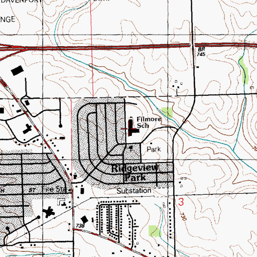 Topographic Map of Fillmore Elementary School, IA