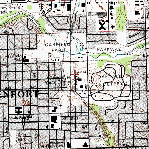 Topographic Map of Annie Wittenmyer Complex, IA
