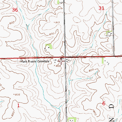 Topographic Map of York Prairie, IA