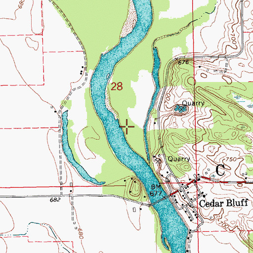 Topographic Map of Gowers Ferry, IA