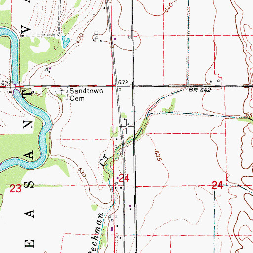 Topographic Map of Morfordsville, IA