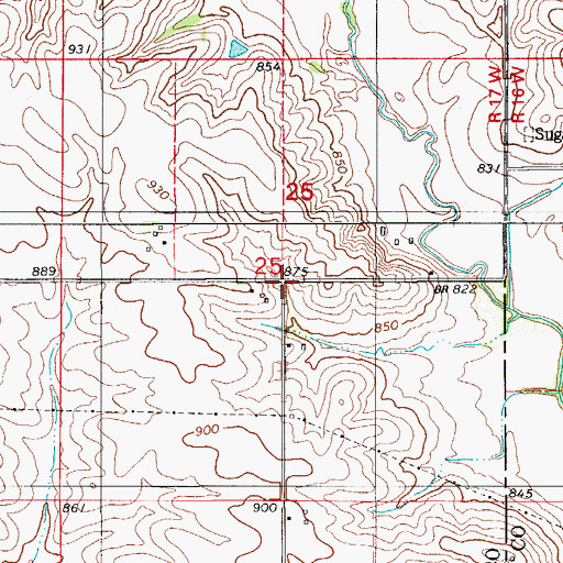 Topographic Map of Sugar Creek, IA