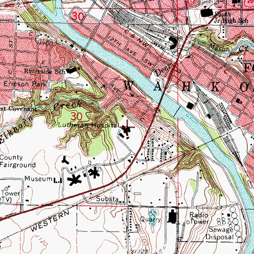 Topographic Map of Trinity Regional Hospital Heliport, IA