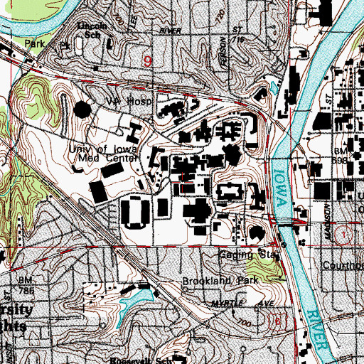 Topographic Map of University of Iowa Hospitals and Clinic Heliport, IA