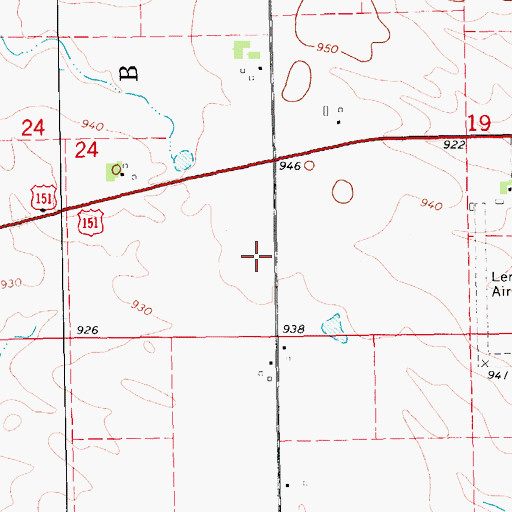 Topographic Map of Lerchs Airport, IA