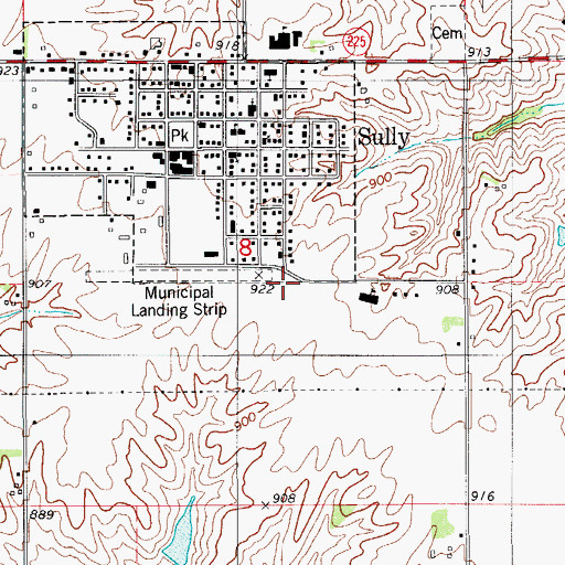 Topographic Map of Sully Municipal Airport, IA