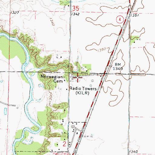 Topographic Map of KILR-AM (Estherville), IA