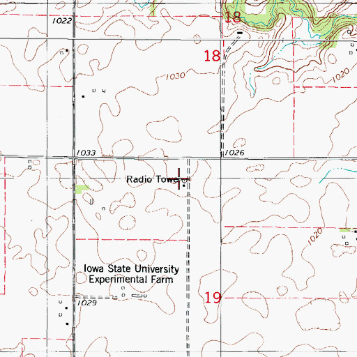 Topographic Map of WOI-AM (Ames), IA