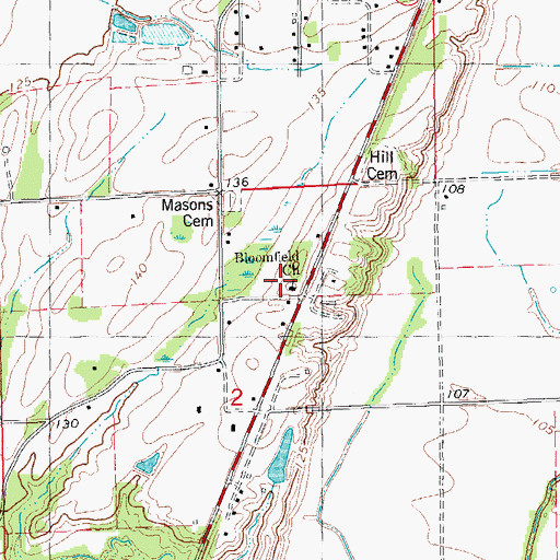 Topographic Map of Bloomfield Church, AR