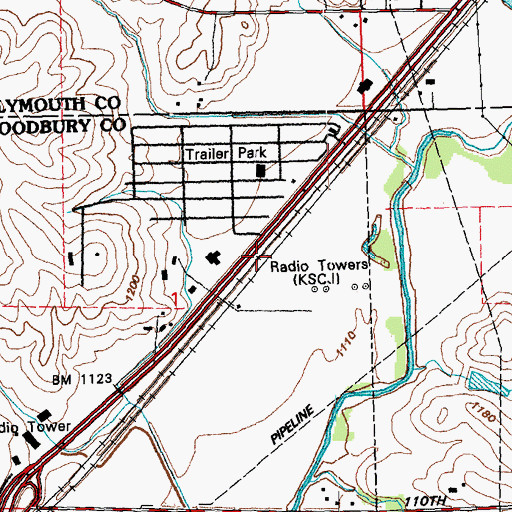 Topographic Map of KSCJ-AM (Sioux City), IA
