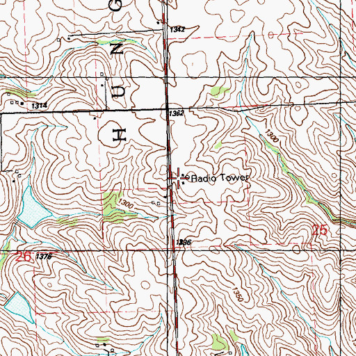 Topographic Map of KCAU-TV (Sioux City), IA