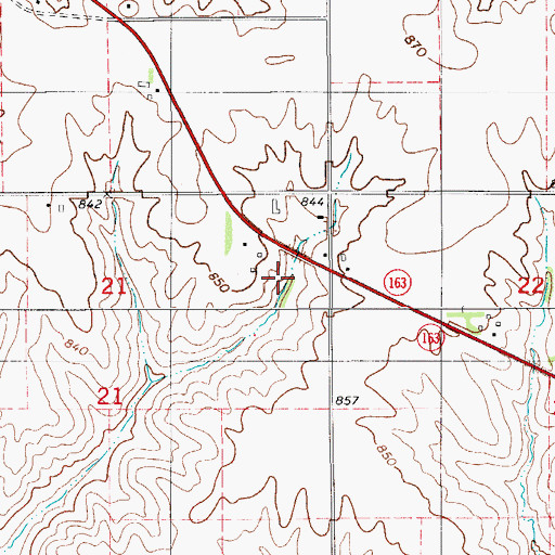 Topographic Map of Township of Black Oak, IA