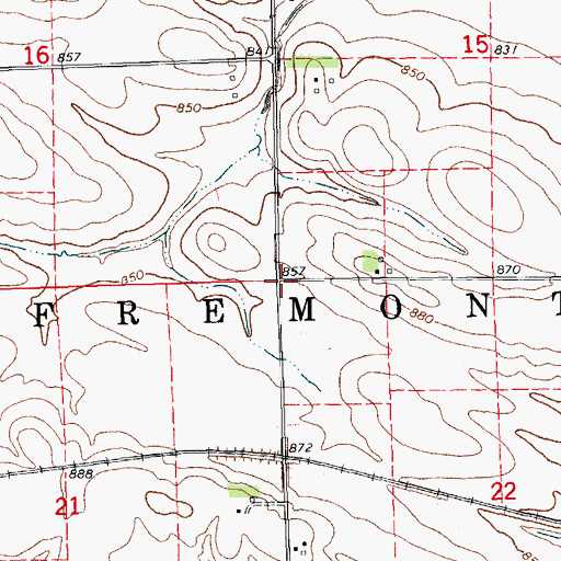 Topographic Map of Township of Fremont, IA