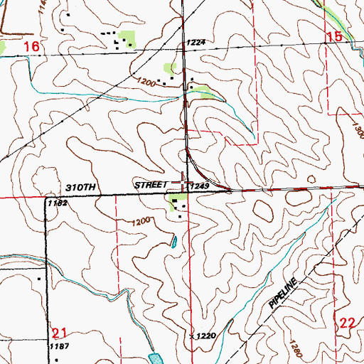 Topographic Map of Township of Hungerford, IA