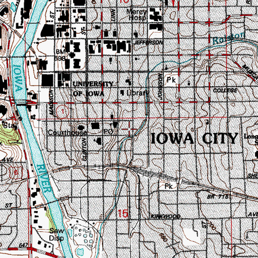 Topographic Map of City of Iowa City, IA