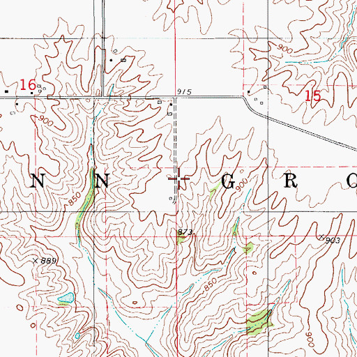 Topographic Map of Township of Lynn Grove, IA