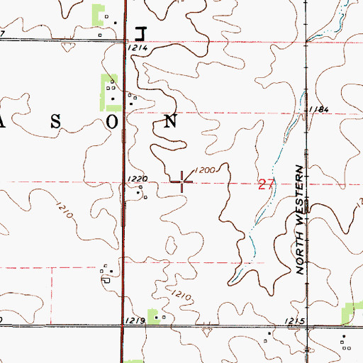 Topographic Map of Township of Mason, IA