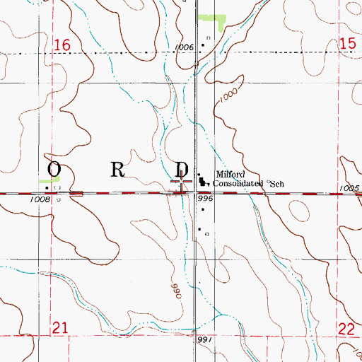 Topographic Map of Township of Milford, IA