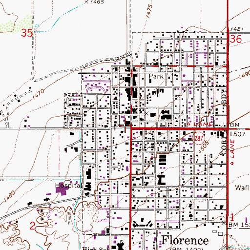 Topographic Map of Florence, AZ