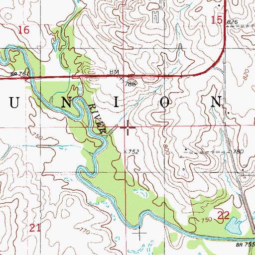 Topographic Map of Township of Union, IA