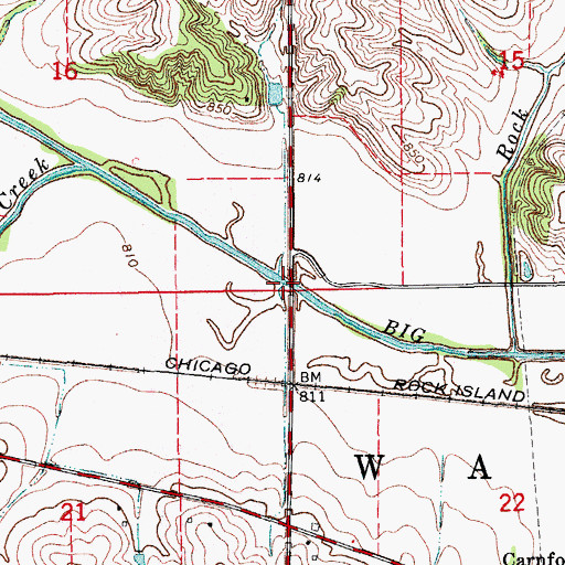 Topographic Map of Township of Warren, IA