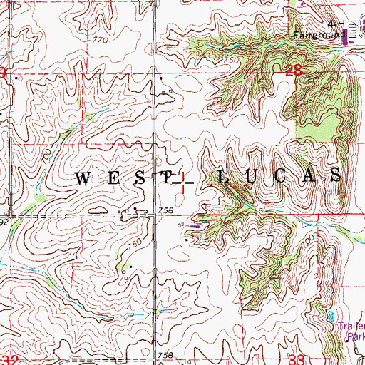 Topographic Map of Township of West Lucas, IA