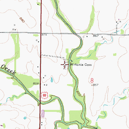 Topographic Map of Wirtonia Cemetery, KS