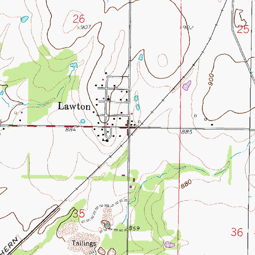 Topographic Map of Lawton, KS