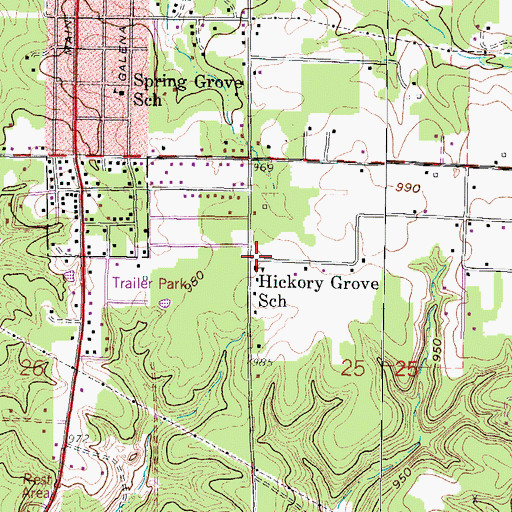 Topographic Map of Hickory Grove School (historical), KS