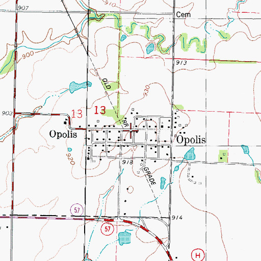 Topographic Map of Opolis, KS