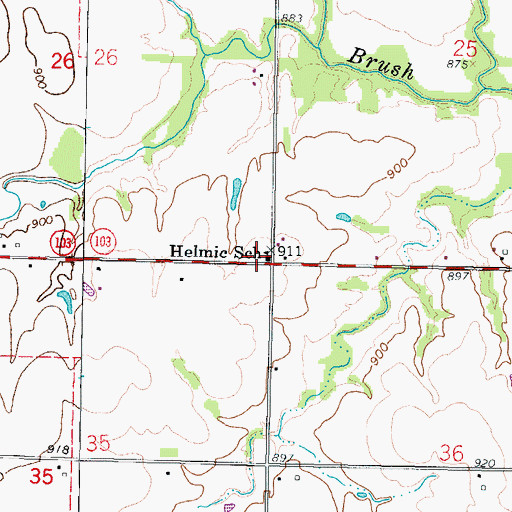 Topographic Map of Helmic School, KS