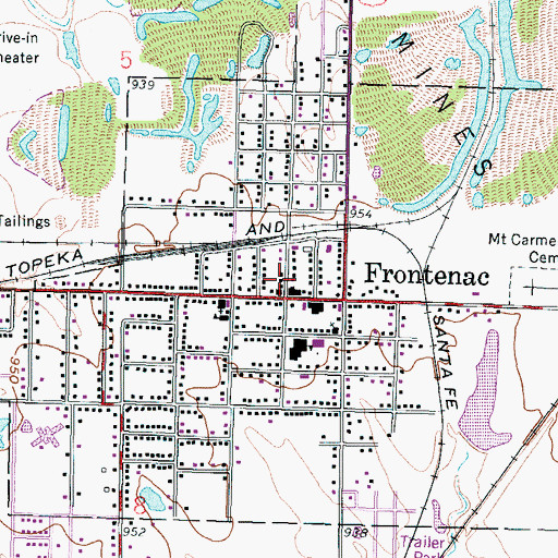 Topographic Map of Frontenac, KS