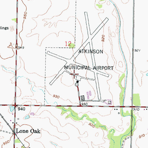 Topographic Map of Atkinson Municipal Airport, KS