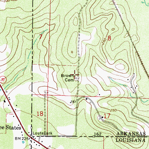 Topographic Map of Brown Cemetery, AR