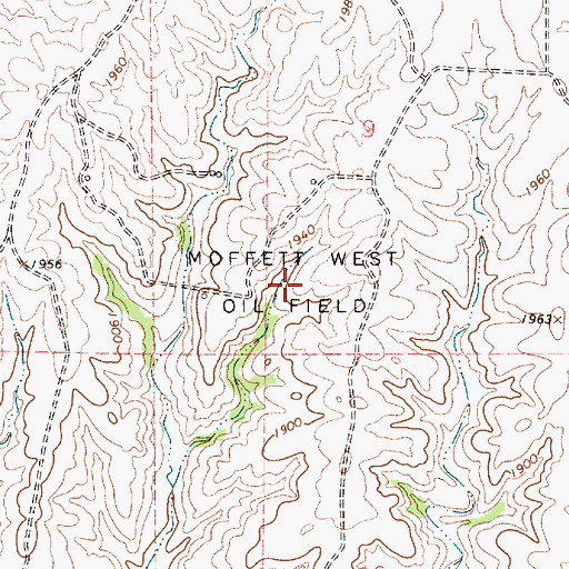 Topographic Map of Moffett West Oil Field, KS
