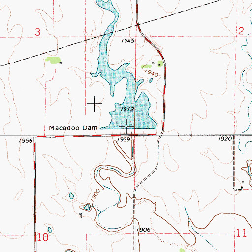 Topographic Map of MacAdoo Dam, KS