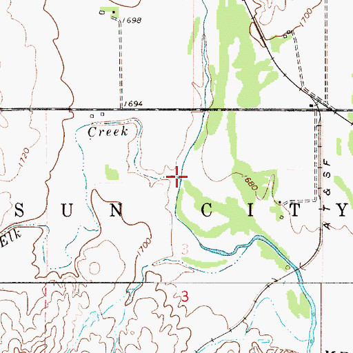 Topographic Map of Elk Creek, KS