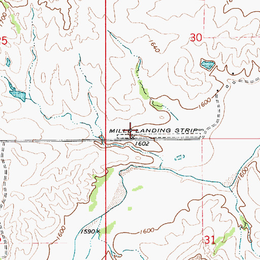Topographic Map of Mills Landing Strip (historical), KS