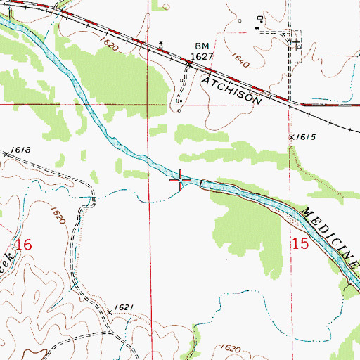 Topographic Map of Puckett Creek, KS