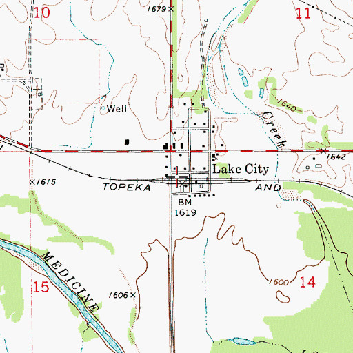 Topographic Map of Lake City, KS