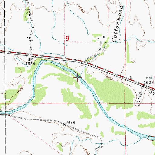 Topographic Map of Cottonwood Creek, KS